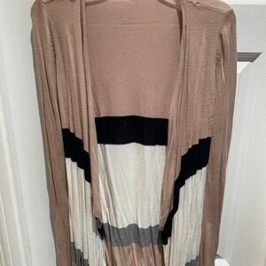 Bajee Collection brown cardigan with black and white stripes